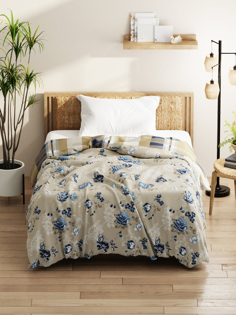 Super Soft Microfiber Comforter For All Weather <small> (floral-sand/blue)</small>