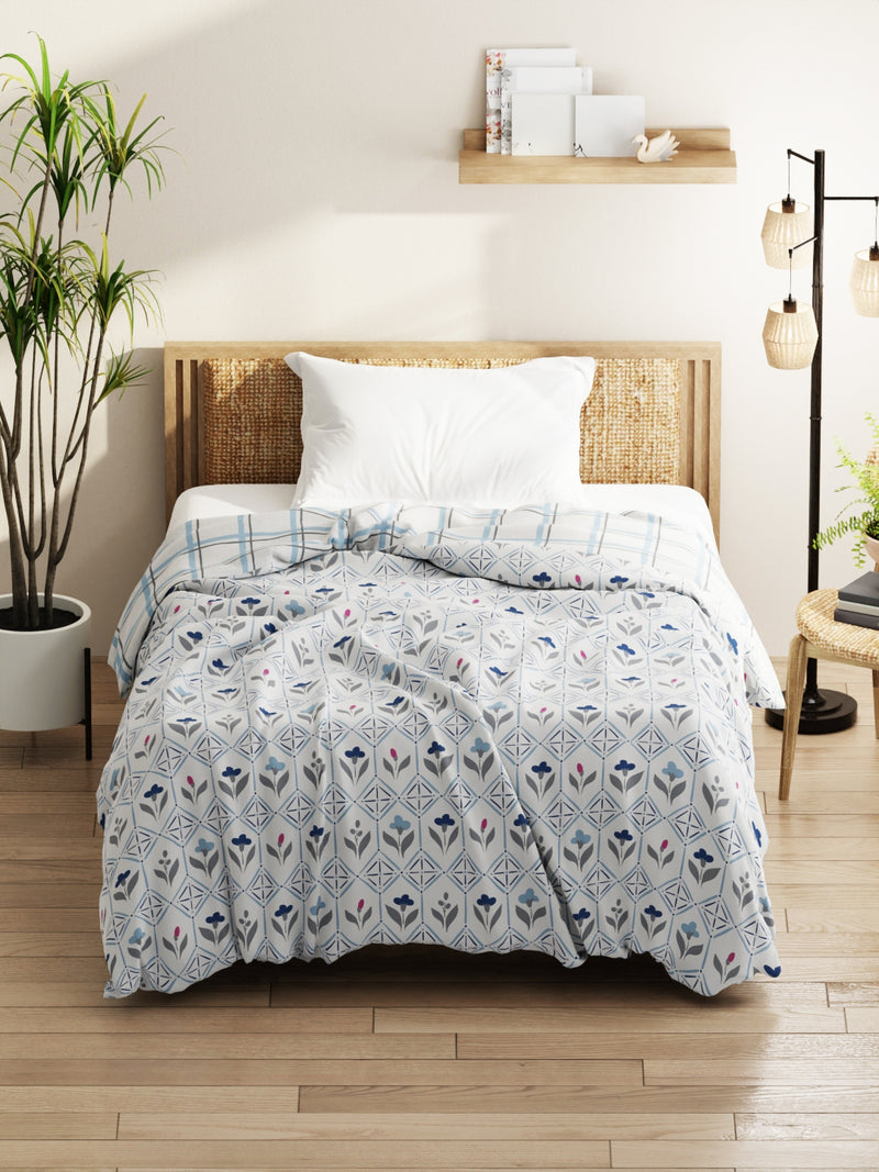 Super Soft Microfiber Comforter For All Weather <small> (floral-ivory/blue)</small>