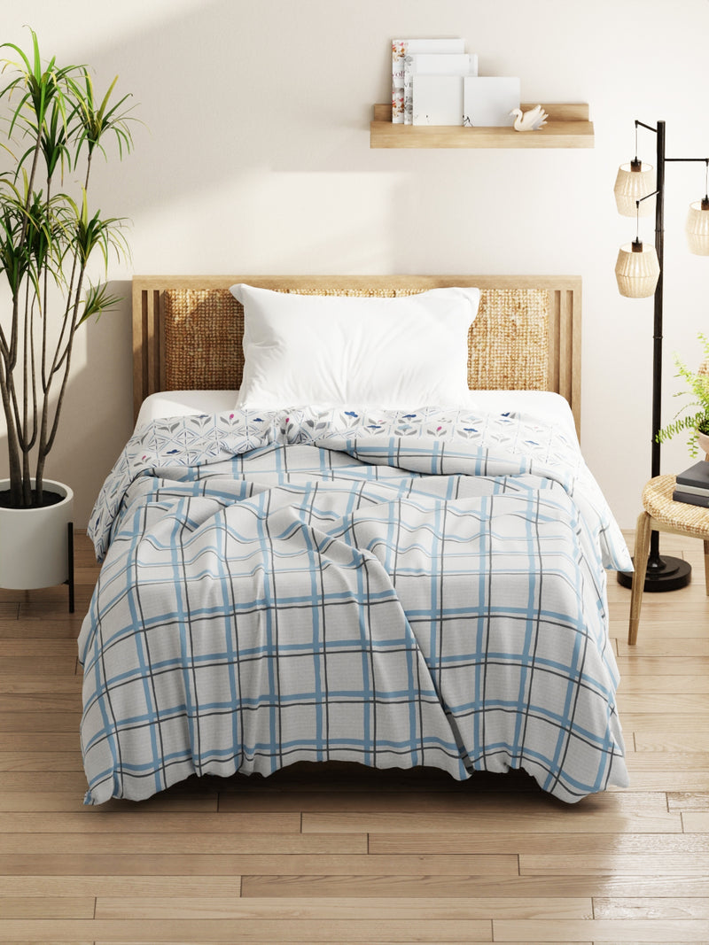 Super Soft Microfiber Comforter For All Weather <small> (floral-grey/blue)</small>