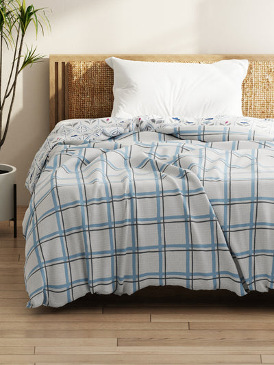 Super Soft Microfiber Comforter For All Weather <small> (floral-grey/blue)</small>