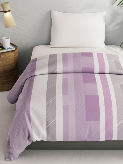 Super Soft 100% Natural Cotton Fabric Comforter For All Weather <small> (stripe-lilac)</small>