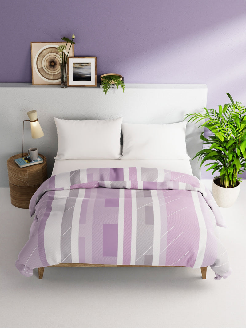 Super Soft 100% Natural Cotton Fabric Comforter For All Weather <small> (stripe-lilac)</small>