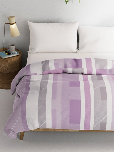 Super Soft 100% Natural Cotton Fabric Comforter For All Weather <small> (stripe-lilac)</small>