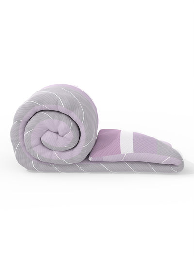 Super Soft 100% Natural Cotton Fabric Comforter For All Weather <small> (stripe-lilac)</small>