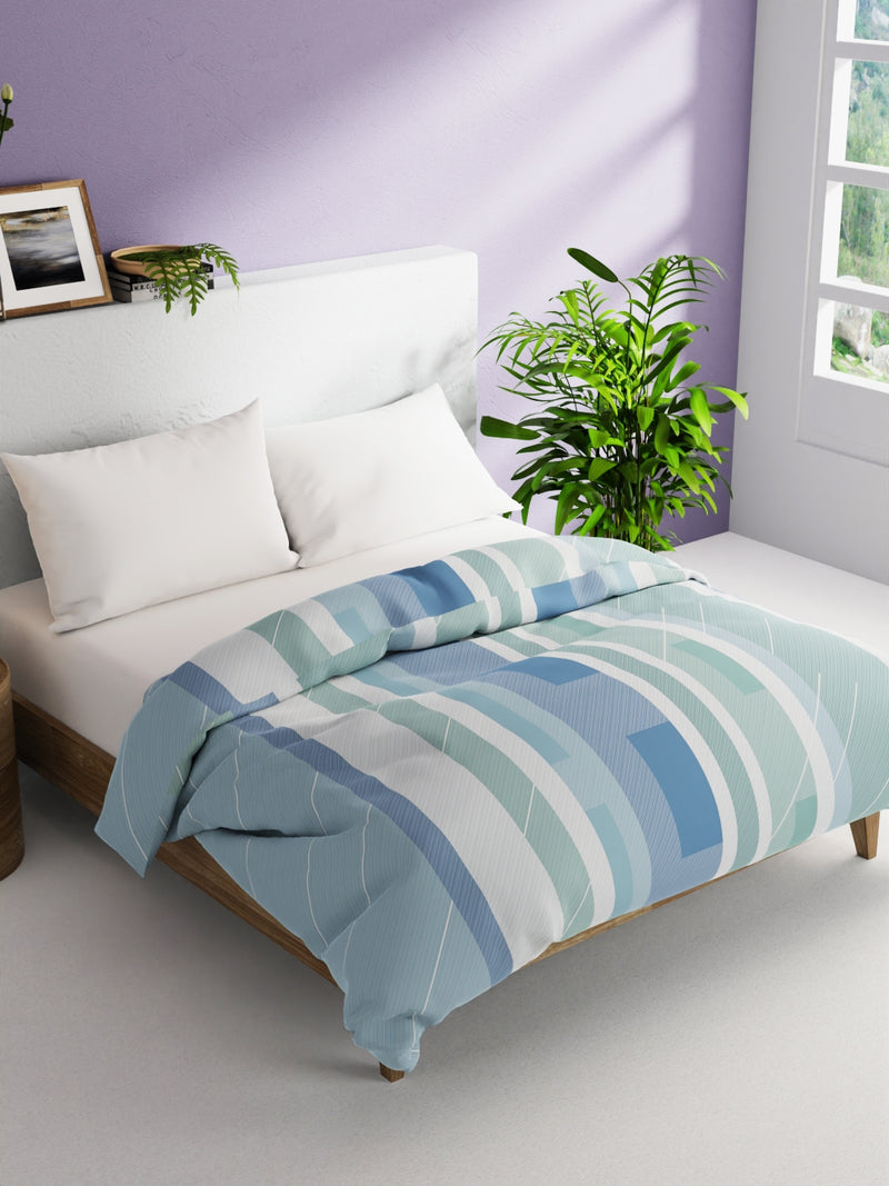 Super Soft 100% Natural Cotton Fabric Comforter For All Weather <small> (stripe-mint/green)</small>