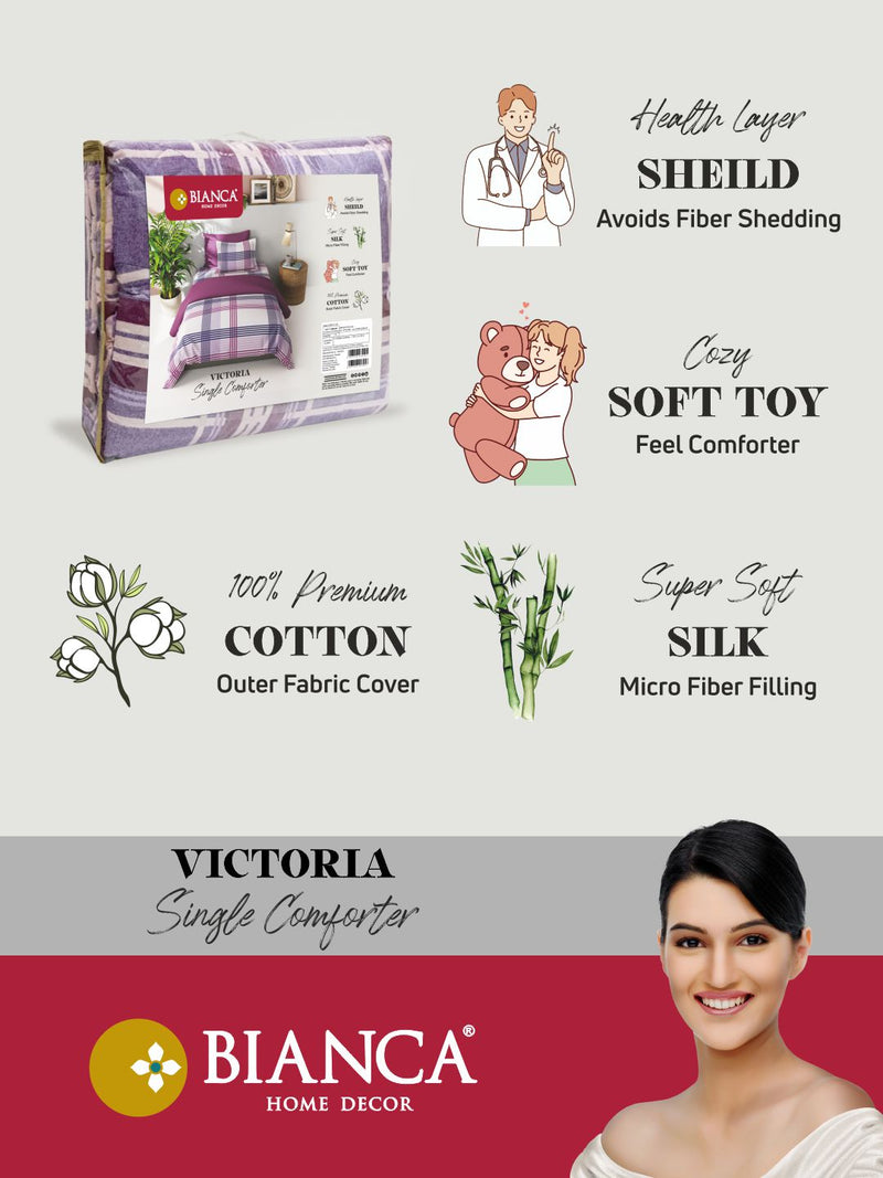 Super Soft 100% Natural Cotton Fabric Comforter For All Weather <small> (floral-pink/violet)</small>