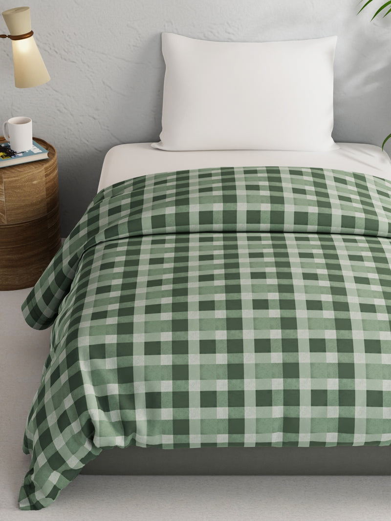 Super Soft 100% Natural Cotton Fabric Comforter For All Weather <small> (checks-green)</small>