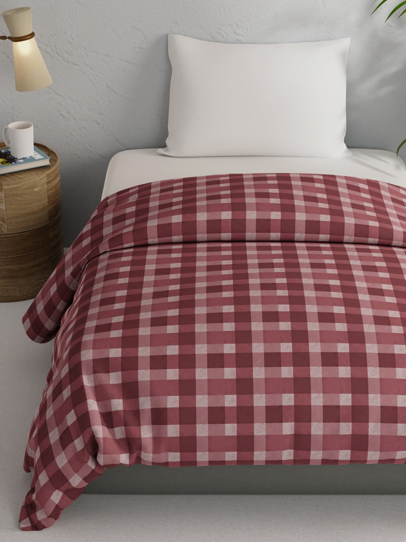 Super Soft 100% Natural Cotton Fabric Comforter For All Weather <small> (checks-maroon)</small>