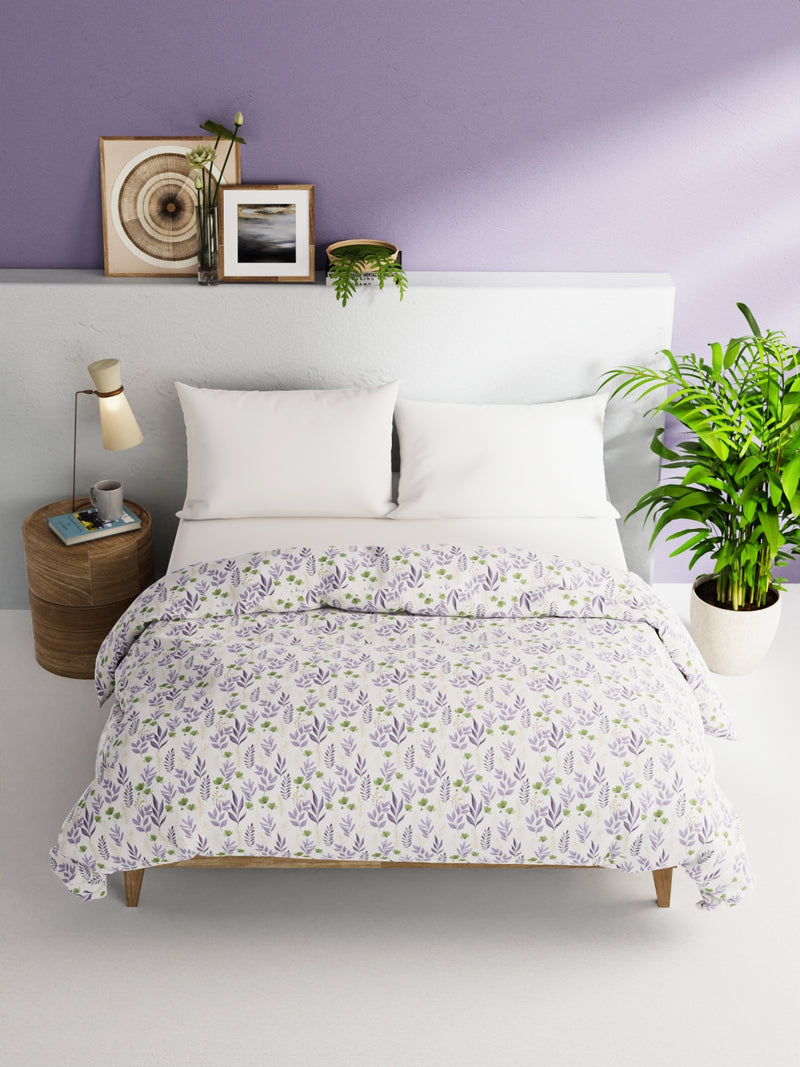 Super Soft 100% Natural Cotton Fabric Comforter For All Weather <small> (floral-green/purple)</small>