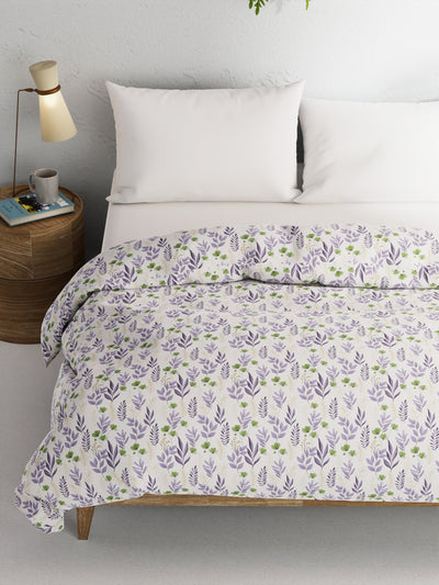 Super Soft 100% Natural Cotton Fabric Comforter For All Weather <small> (floral-green/purple)</small>