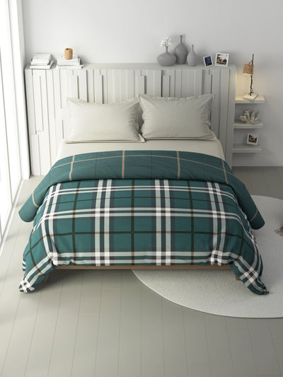 100% Premium Cotton Fabric Comforter For All Weather <small> (checks-green)</small>