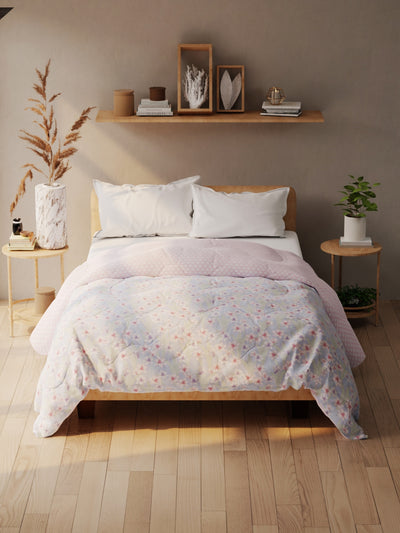 Super Soft Microfiber Double Comforter For All Weather <small> (floral-pink)</small>