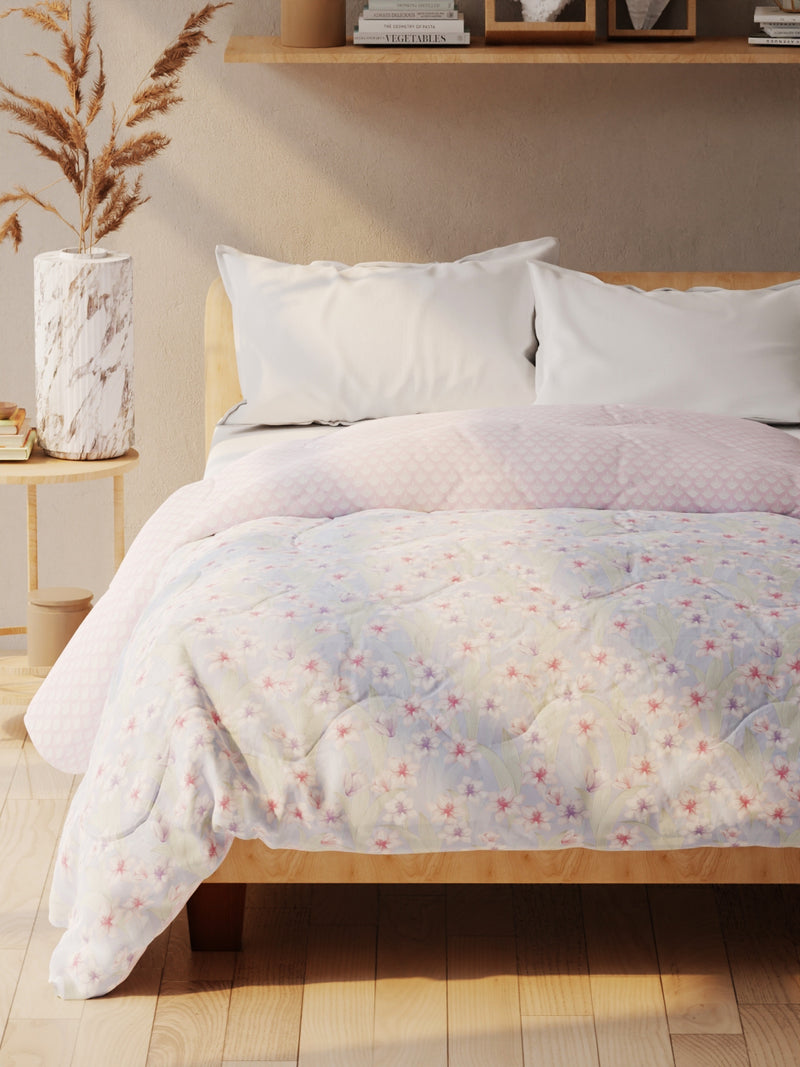 Super Soft Microfiber Double Comforter For All Weather <small> (floral-pink)</small>