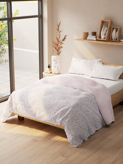 Super Soft Microfiber Double Comforter For All Weather <small> (floral-pink)</small>