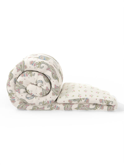 Super Soft Microfiber Double Comforter For All Weather <small> (floral-beige)</small>