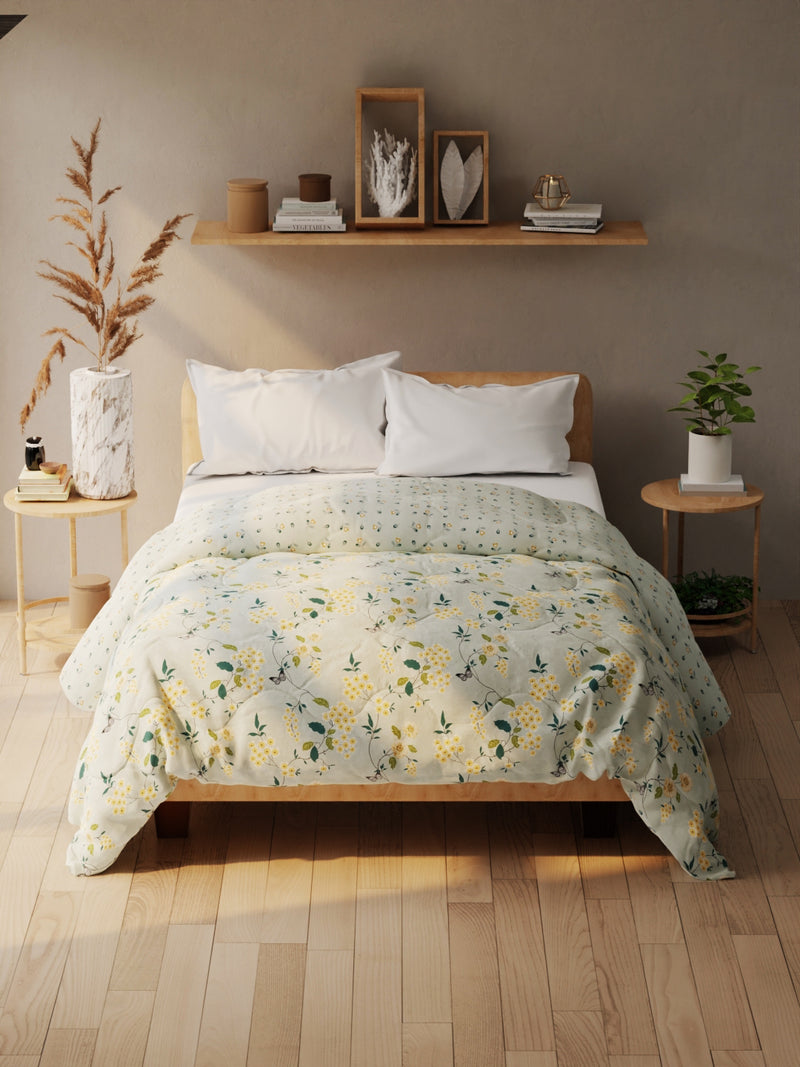 Super Soft Microfiber Double Comforter For All Weather <small> (floral-green)</small>