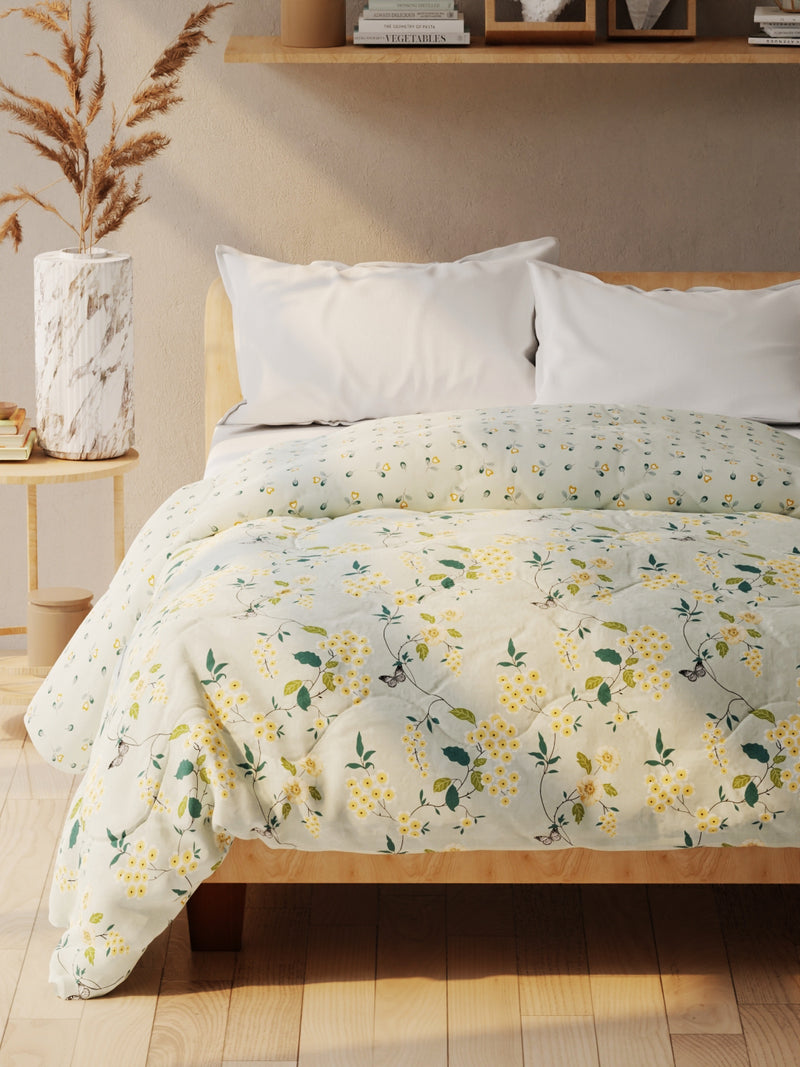 Super Soft Microfiber Double Comforter For All Weather <small> (floral-green)</small>