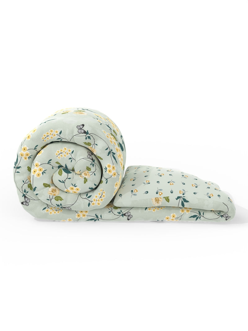 Super Soft Microfiber Double Comforter For All Weather <small> (floral-green)</small>