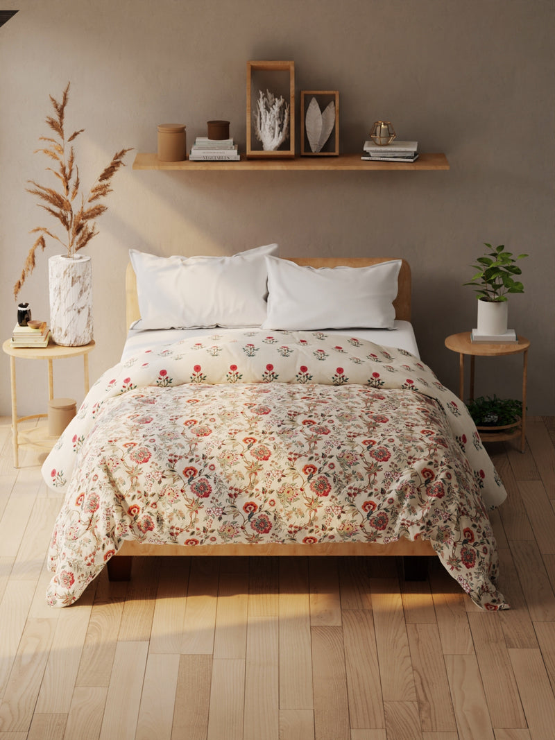 Super Soft Microfiber Double Comforter For All Weather <small> (floral-red)</small>