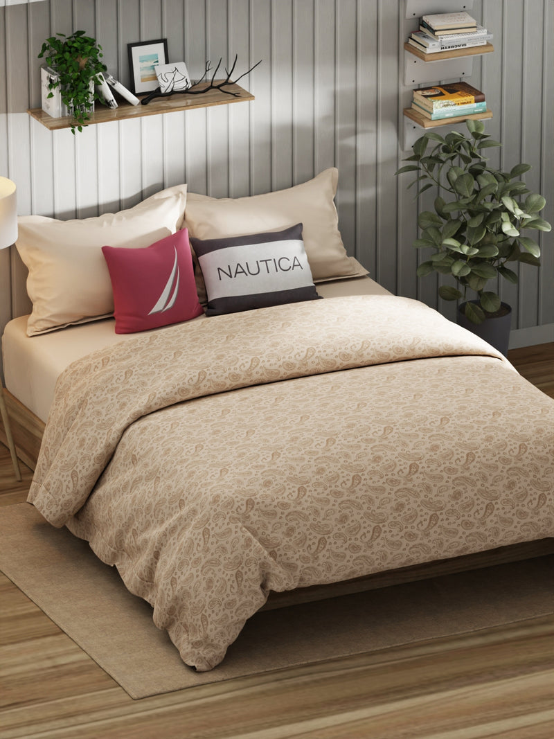 Super Fine 100% Egyptian Satin Cotton Comforter For All Weather <small> (floral-tanbrown)</small>