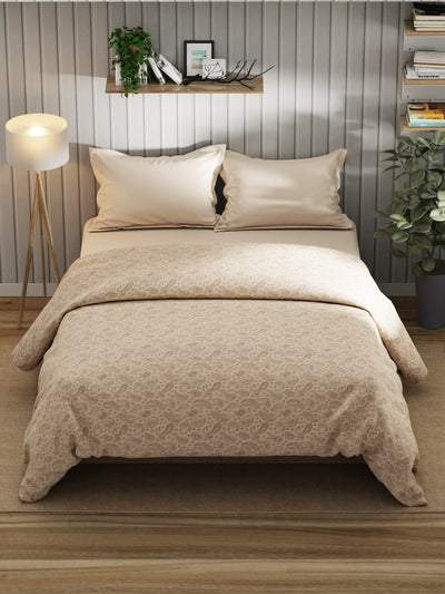 Super Fine 100% Egyptian Satin Cotton Comforter For All Weather <small> (floral-tanbrown)</small>