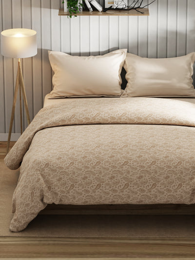 Super Fine 100% Egyptian Satin Cotton Comforter For All Weather <small> (floral-tanbrown)</small>