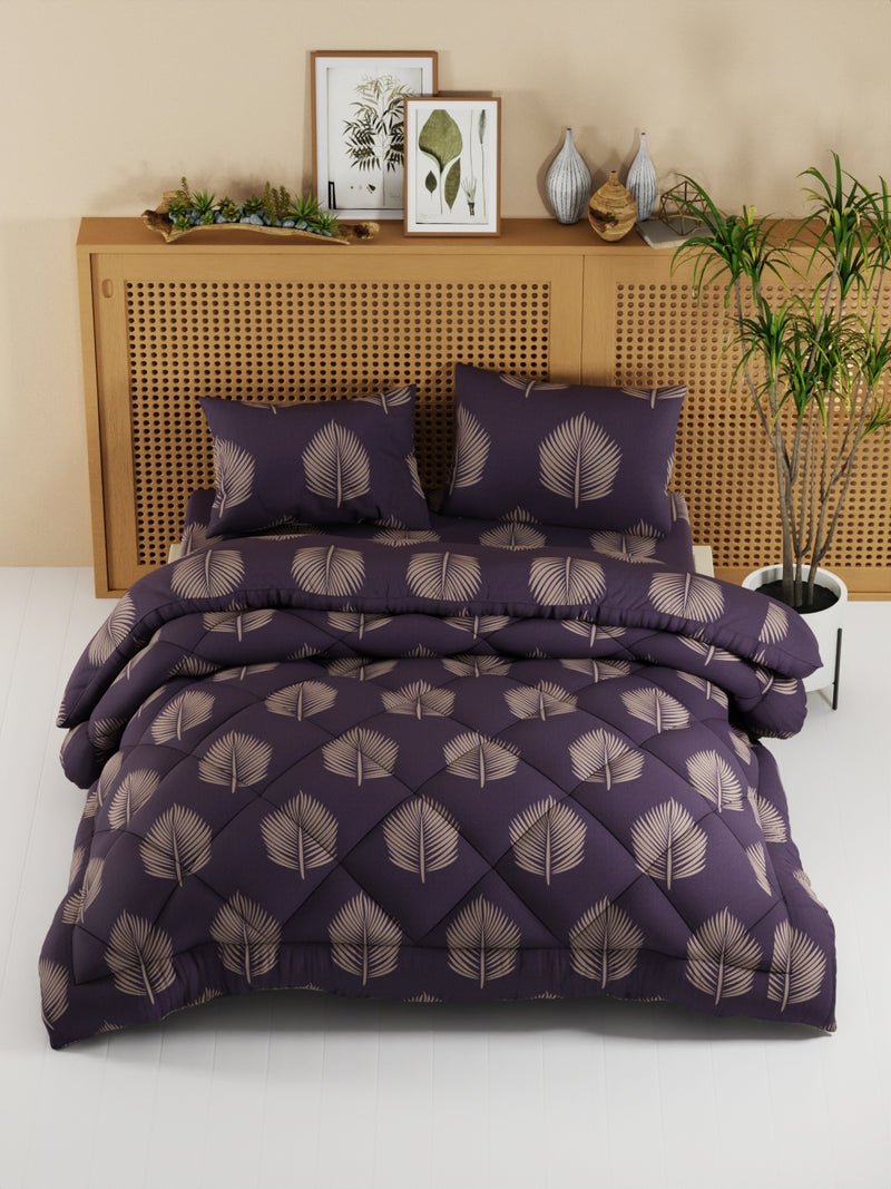 Extra Smooth Micro Double Comforter With 1 Double Bedsheet And 2 Pillow Covers For All Weather <small> (floral-indigo)</small>