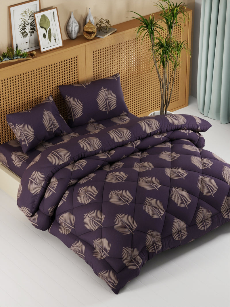 Extra Smooth Micro Double Comforter With 1 Double Bedsheet And 2 Pillow Covers For All Weather <small> (floral-indigo)</small>