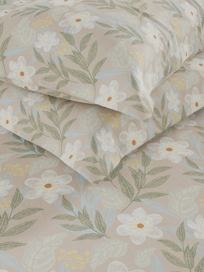 Extra Smooth Micro Double Comforter With 1 Double Bedsheet And 2 Pillow Covers For All Weather <small> (floral-lt.brown)</small>