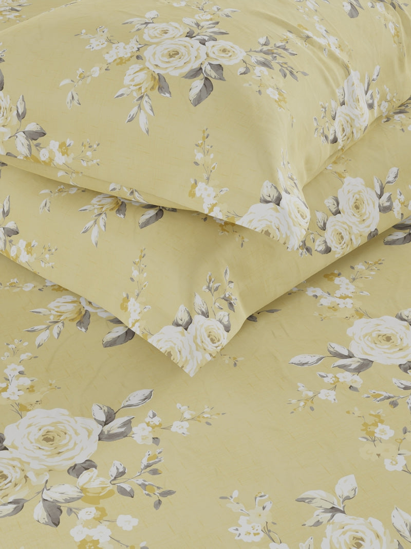 Extra Smooth Micro Double Comforter With 1 Double Bedsheet And 2 Pillow Covers For All Weather <small> (floral-yellow)</small>