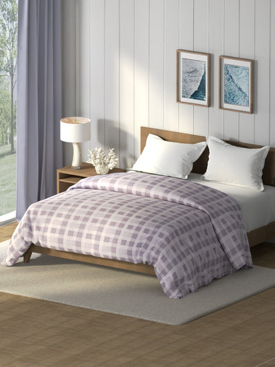 Super Soft 100% Cotton Fabric Comforter For All Weather <small> (checks-lavendar)</small>