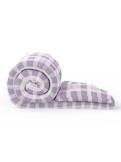 Super Soft 100% Cotton Fabric Comforter For All Weather <small> (checks-lavendar)</small>