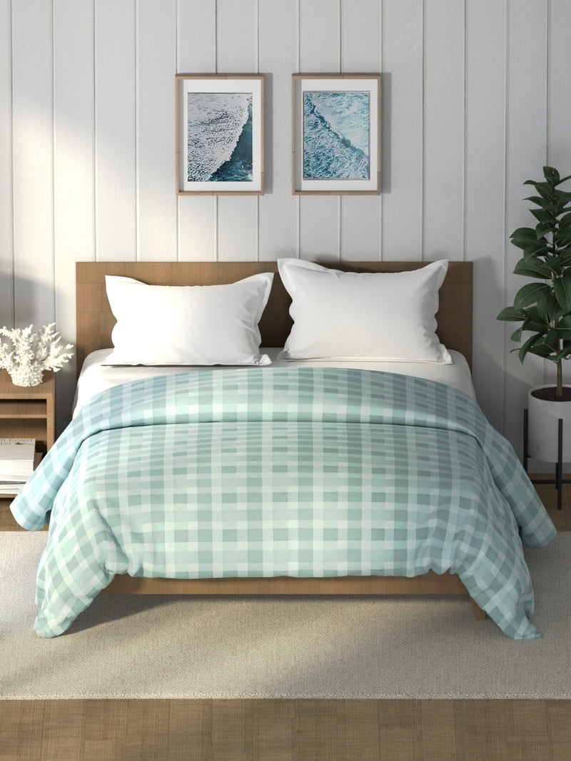 Super Soft 100% Cotton Fabric Comforter For All Weather <small> (checks-aqua)</small>