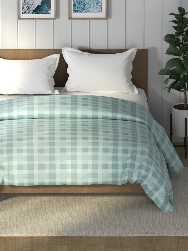 Super Soft 100% Cotton Fabric Comforter For All Weather <small> (checks-aqua)</small>