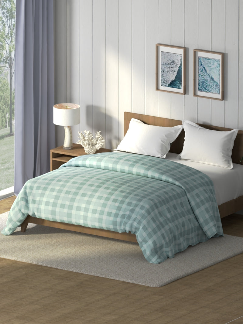 Super Soft 100% Cotton Fabric Comforter For All Weather <small> (checks-aqua)</small>