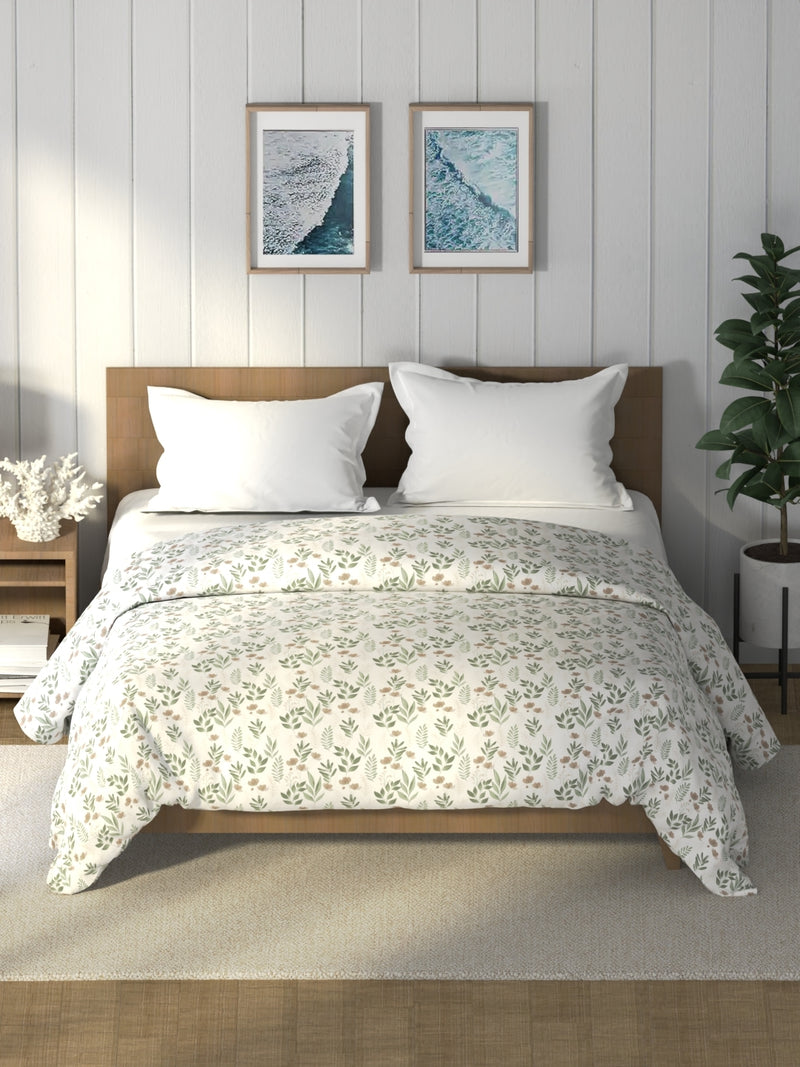 Super Soft 100% Cotton Fabric Comforter For All Weather <small> (floral-fairgreen)</small>