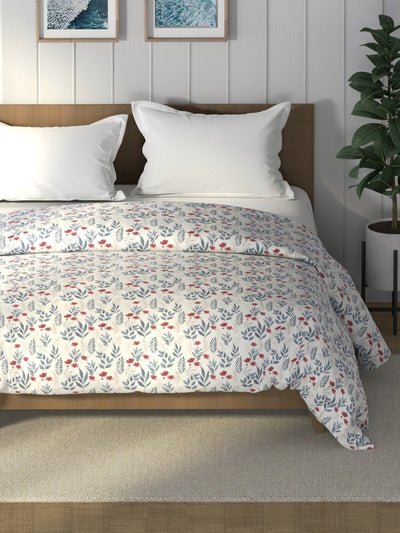 Super Soft 100% Cotton Fabric Comforter For All Weather <small> (floral-captainblue)</small>