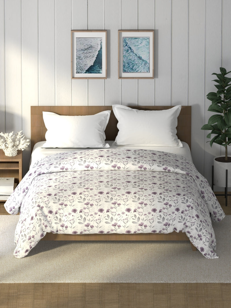 Super Soft 100% Cotton Fabric Comforter For All Weather <small> (floral-lavendar)</small>