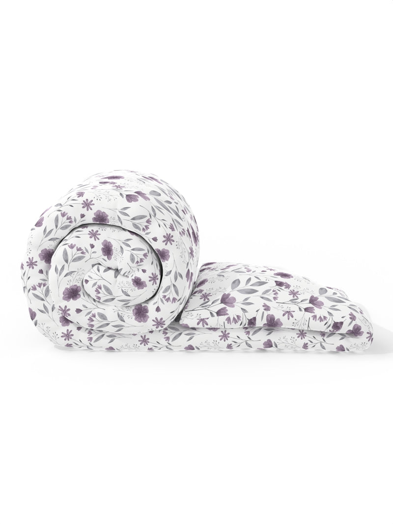 Super Soft 100% Cotton Fabric Comforter For All Weather <small> (floral-lavendar)</small>