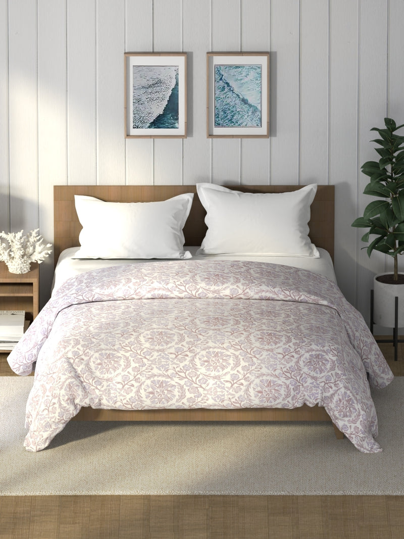 Super Soft 100% Cotton Fabric Comforter For All Weather <small> (floral-lavendar)</small>