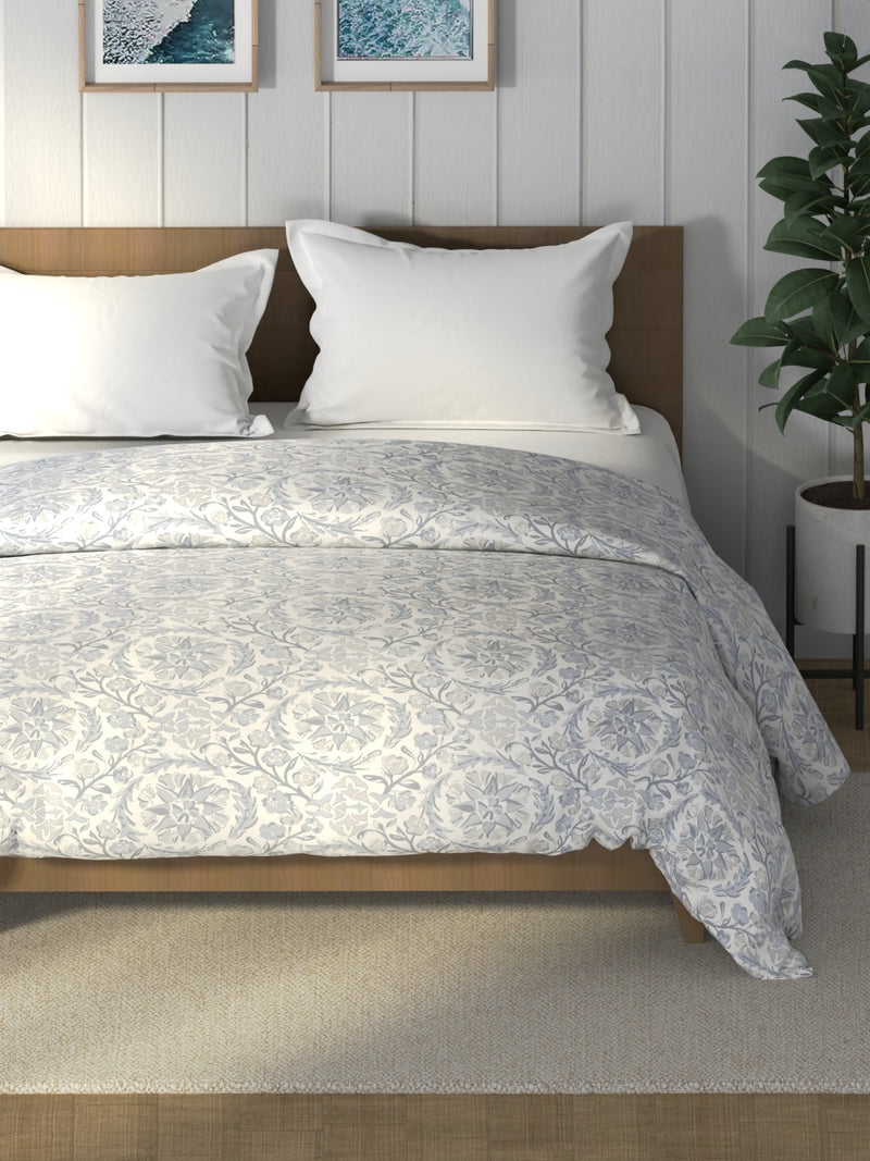 Super Soft 100% Cotton Fabric Comforter For All Weather <small> (floral-vesselgrey)</small>