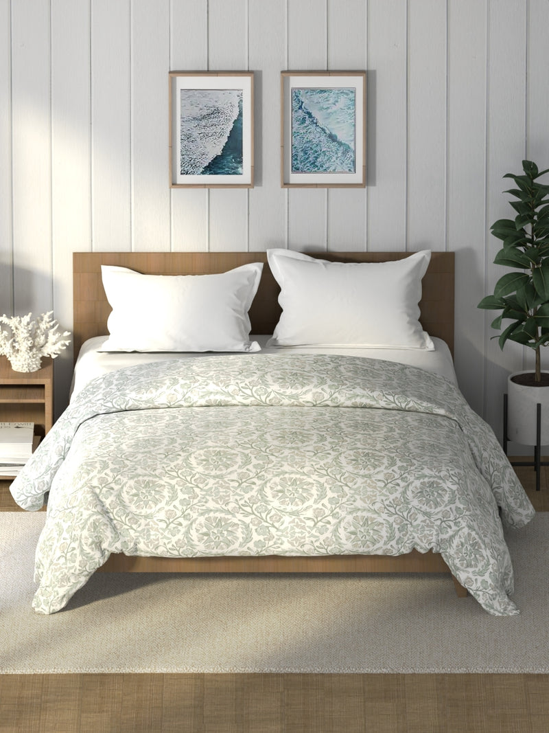 Super Soft 100% Cotton Fabric Comforter For All Weather <small> (floral-fairgreen)</small>