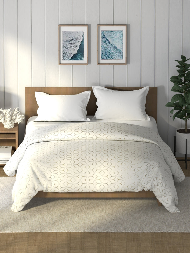 Super Soft 100% Cotton Fabric Comforter For All Weather <small> (geometric-naturalbeige)</small>