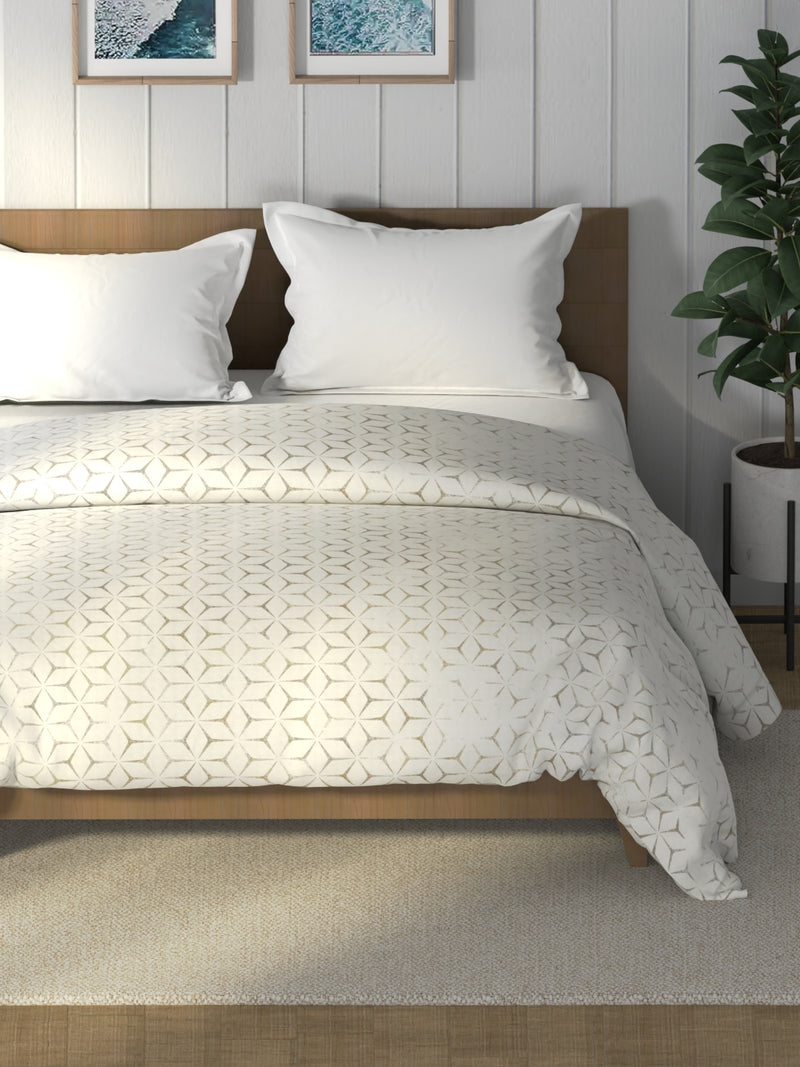 Super Soft 100% Cotton Fabric Comforter For All Weather <small> (geometric-naturalbeige)</small>