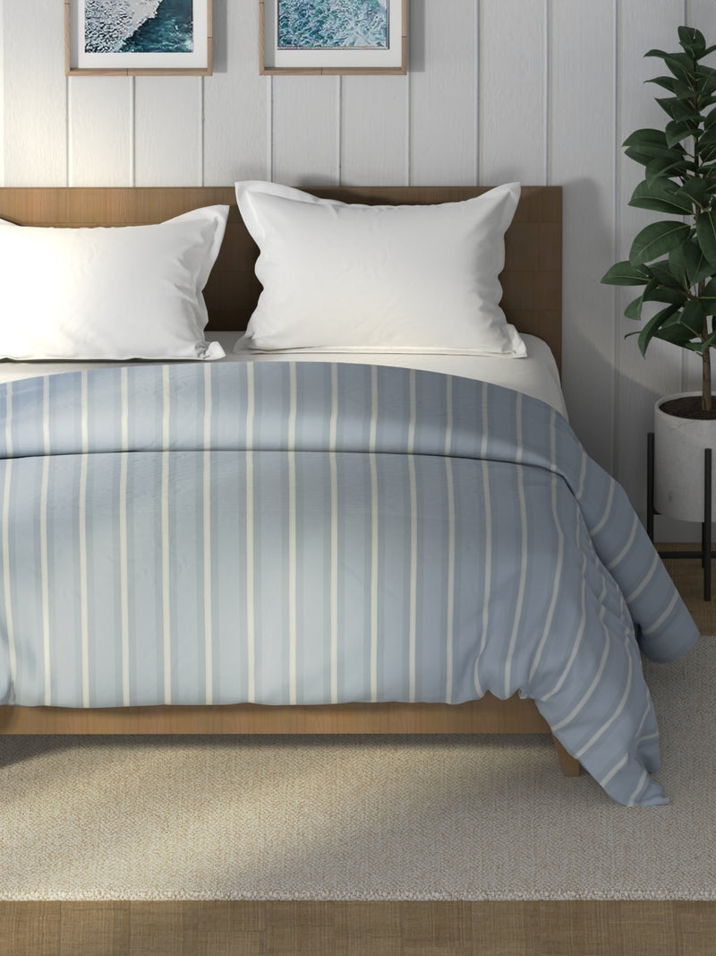 Super Soft 100% Cotton Fabric Comforter For All Weather <small> (stripe-vesselgrey)</small>