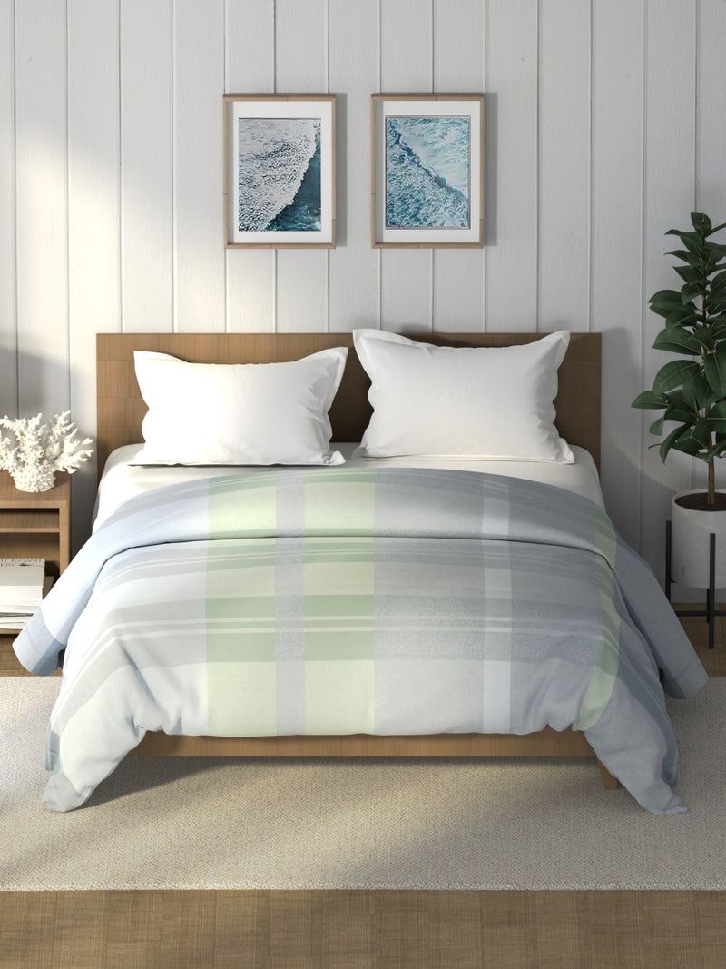 Super Soft 100% Cotton Fabric Comforter For All Weather <small> (geometric-grey/green)</small>