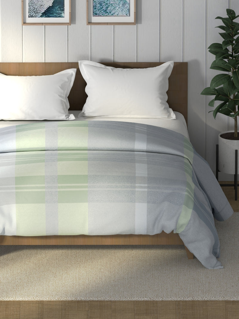 Super Soft 100% Cotton Fabric Comforter For All Weather <small> (geometric-grey/green)</small>