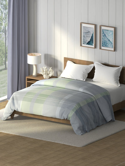 Super Soft 100% Cotton Fabric Comforter For All Weather <small> (geometric-grey/green)</small>