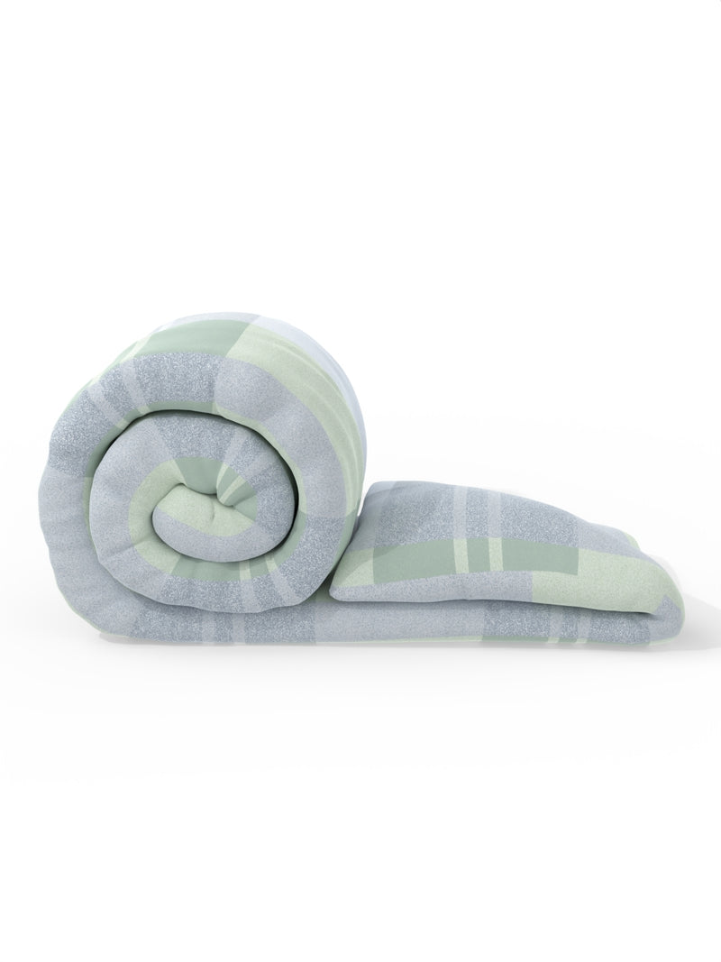 Super Soft 100% Cotton Fabric Comforter For All Weather <small> (geometric-grey/green)</small>