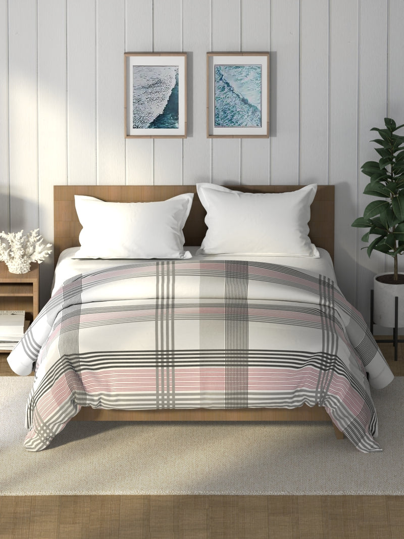 Super Soft 100% Cotton Fabric Comforter For All Weather <small> (stripe-red/grey)</small>